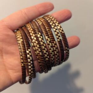 Brown and Cream Woven Bangles
